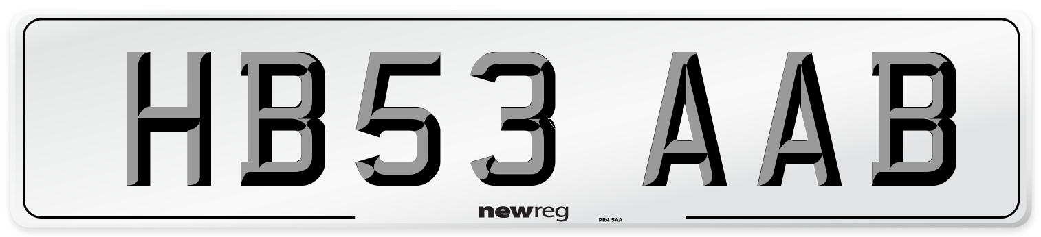 HB53 AAB Number Plate from New Reg